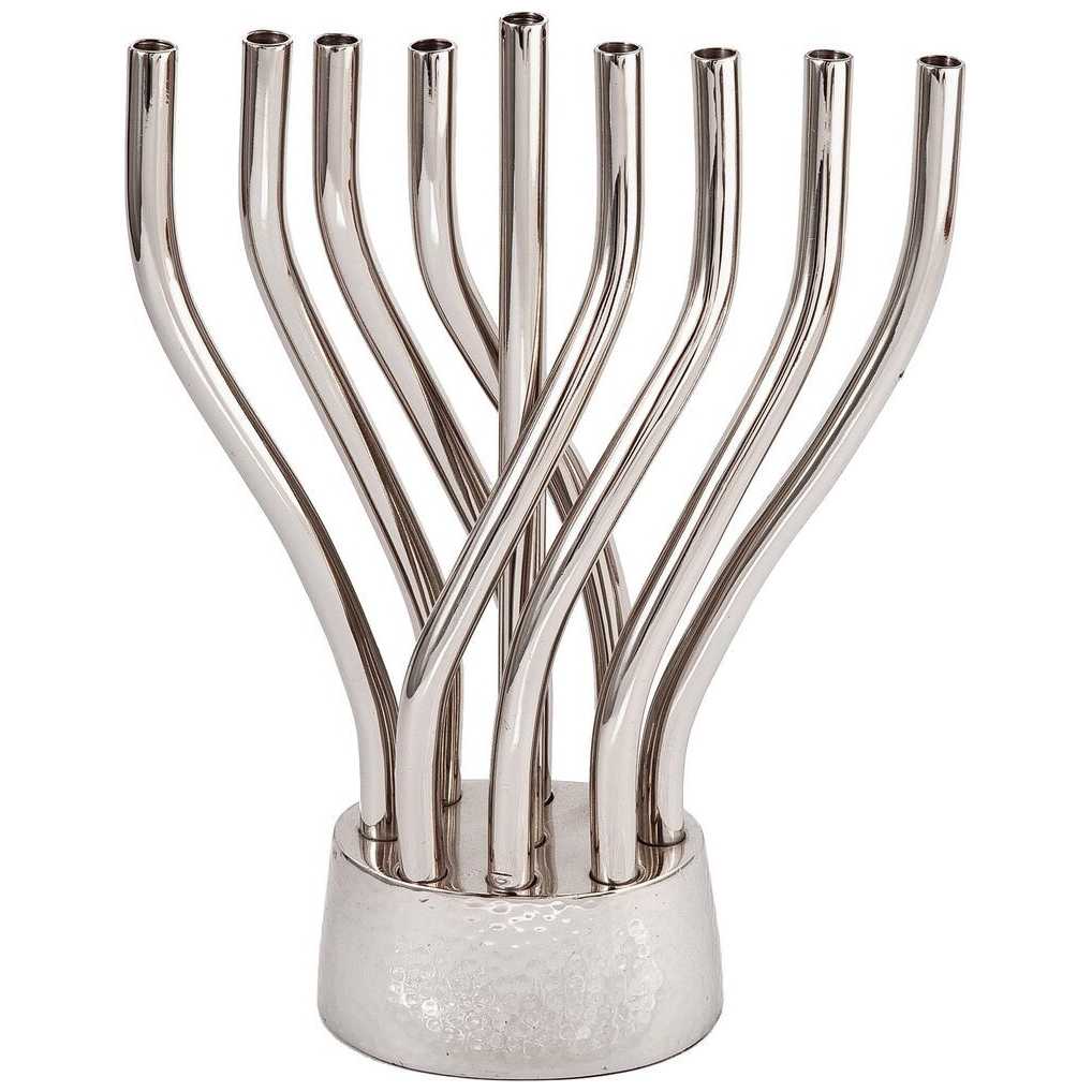 Silver Aluminum Flame Menorah By Yair Emanuel -Perfect For Hanukkah