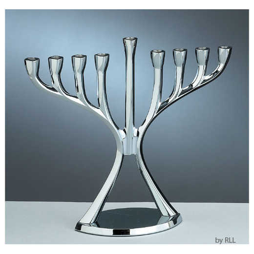 Aluminum Modern Menorah, Chrome -Perfect For Hanukkah