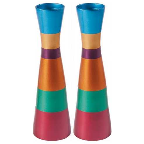 Anodized Multi-Colored Ringed Candlesticks