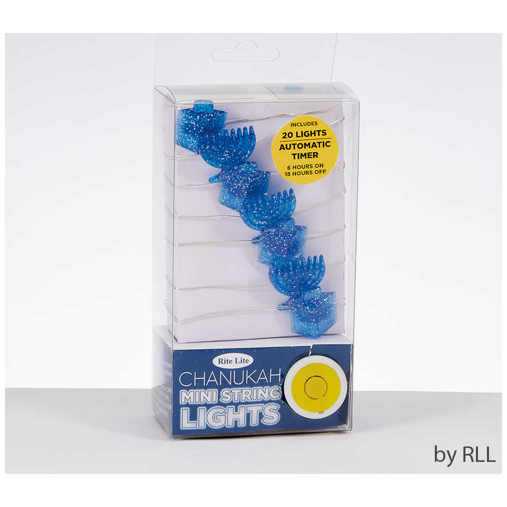 Battery Operated Mini String Lights With Dreidel And Menorahs -Perfect For Hanukkah
