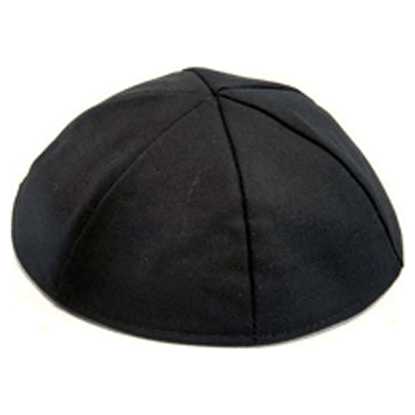 Black Lined Terylene Kippah - Size 8