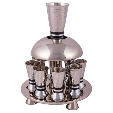 Black Ringed Hammered Kiddush Fountain By Yair Emanuel