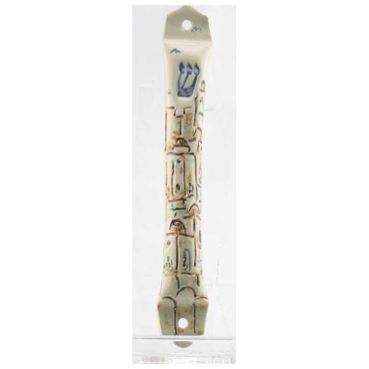 Ceramic Jerusalem Mezuzah Case