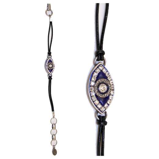 Cobalt Blue Evil Eye Bracelet With Clear Crystals