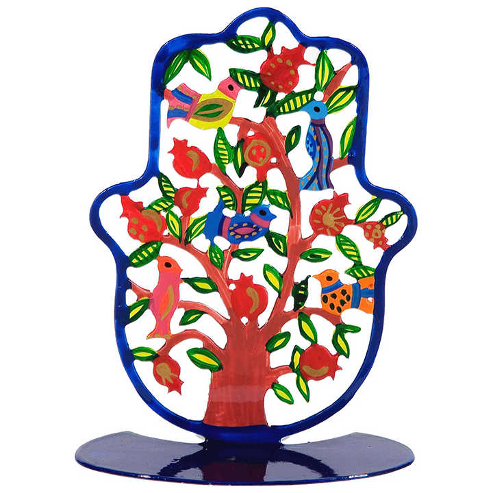 Four Birds In A Pomegranate Tree Hamsa Stand