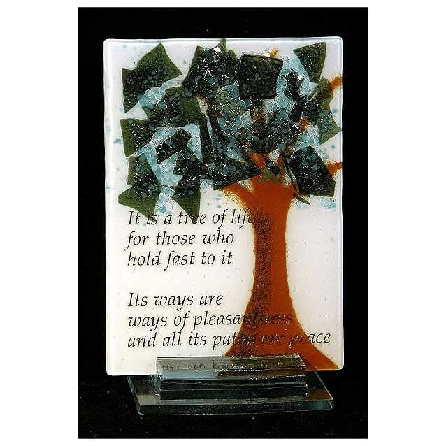 Fused Glass Tree Of Life Plaque -Perfect For Tu Bshevat