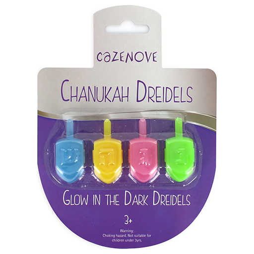 Glow In The Dark Multi Color Dreidels - Pack Of 4 -Perfect For Hanukkah