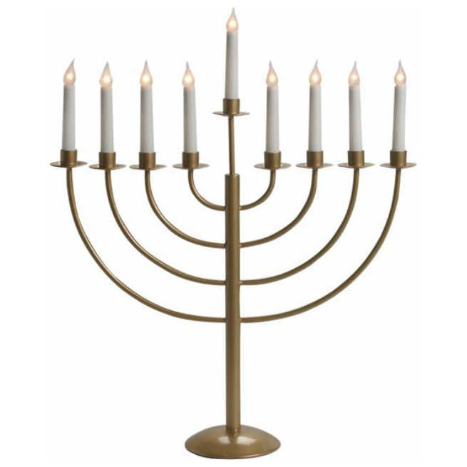 Gold Finish Electric Display Menorah -Perfect For Hanukkah
