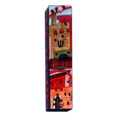 Hand Painted Jerusalem Mezuzah Case