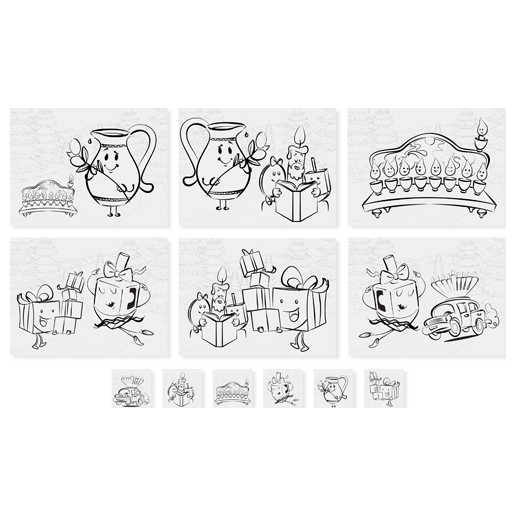 Hanukkah Scenes Colour Your Own Placemat & Coasters -Perfect For Hanukkah