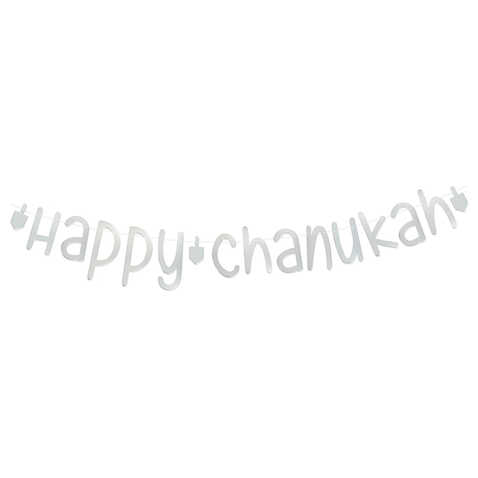Happy Hanukkah Foil Bunting - Silver -Perfect For Hanukkah