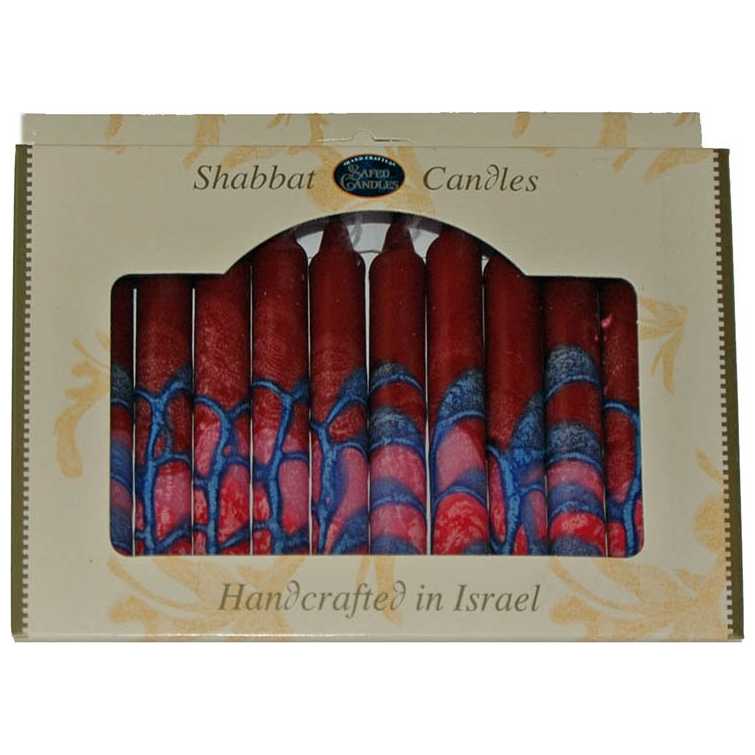Maroon Harmony Shabbat Candle 12 Pack By Safed Candles
