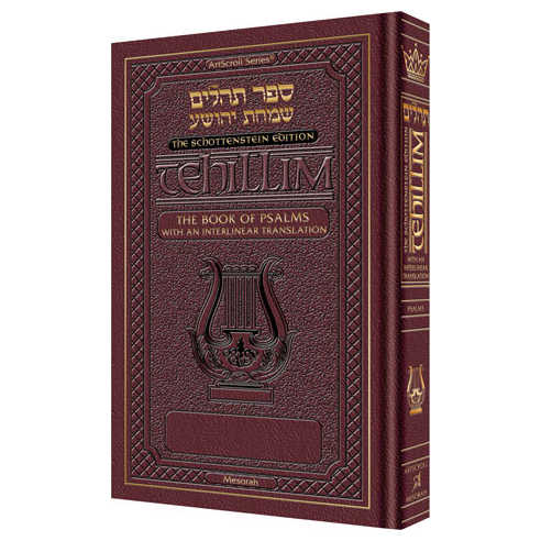 Interlinear Tehillim Pocket Size - Maroon Leather