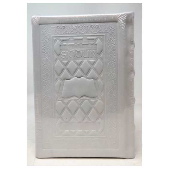 Interlinear Weekday Siddur Full Size - Ashkenaz White Leather
