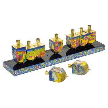 Jerusalem Dreidels Menorah -Perfect For Hanukkah