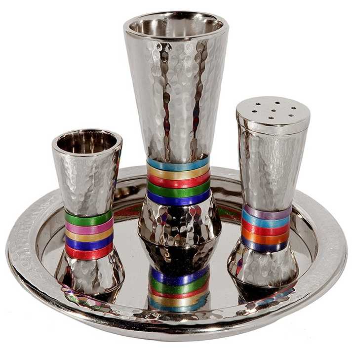 Jewel-Tone Hammered Havdalah Set With Tray