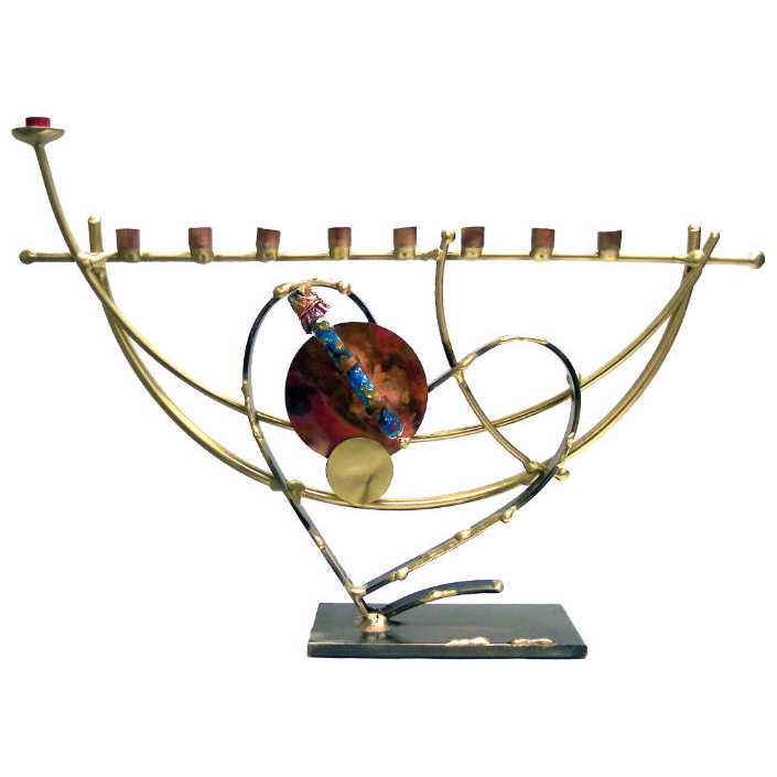 Lunar Heart Wedding Glass Keepsake Menorah -Perfect For Hanukkah