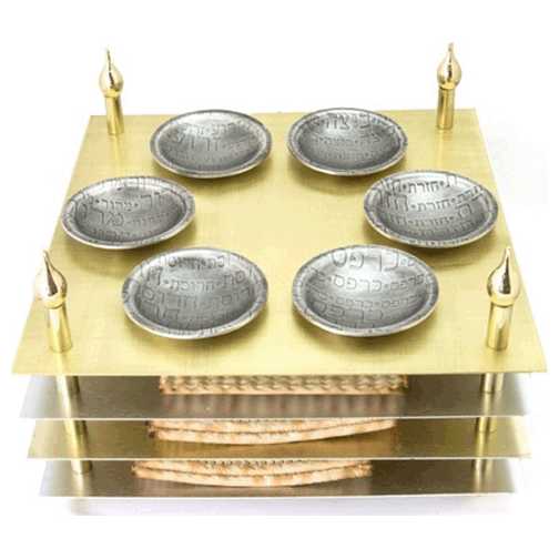 Mixed Metal Gold Tiered Seder Plate -Perfect For Passover