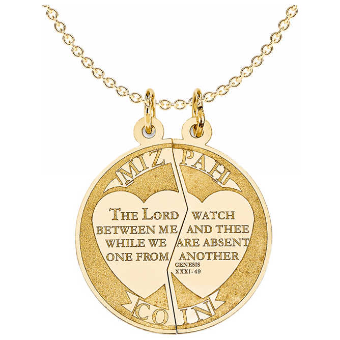 2-Piece 14K Yellow Gold Mizpah Coin Pendant