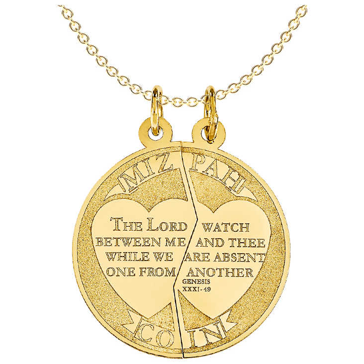 2-Piece 14K Yellow Gold Mizpah Coin Pendant