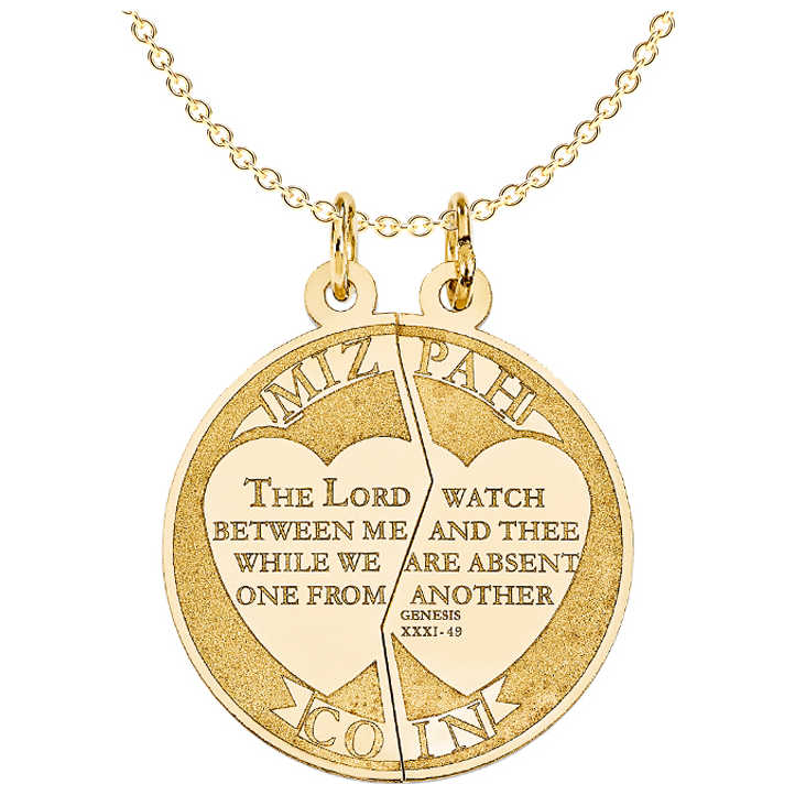 2-Piece 14K Yellow Gold Mizpah Coin Pendant