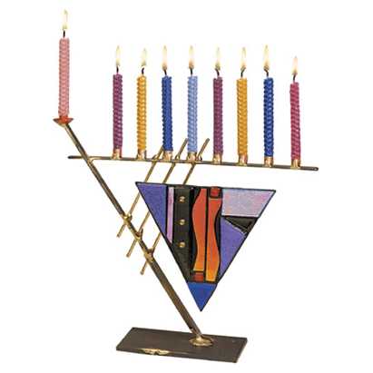 Multi-Color Art Deco Menorah -Perfect For Hanukkah