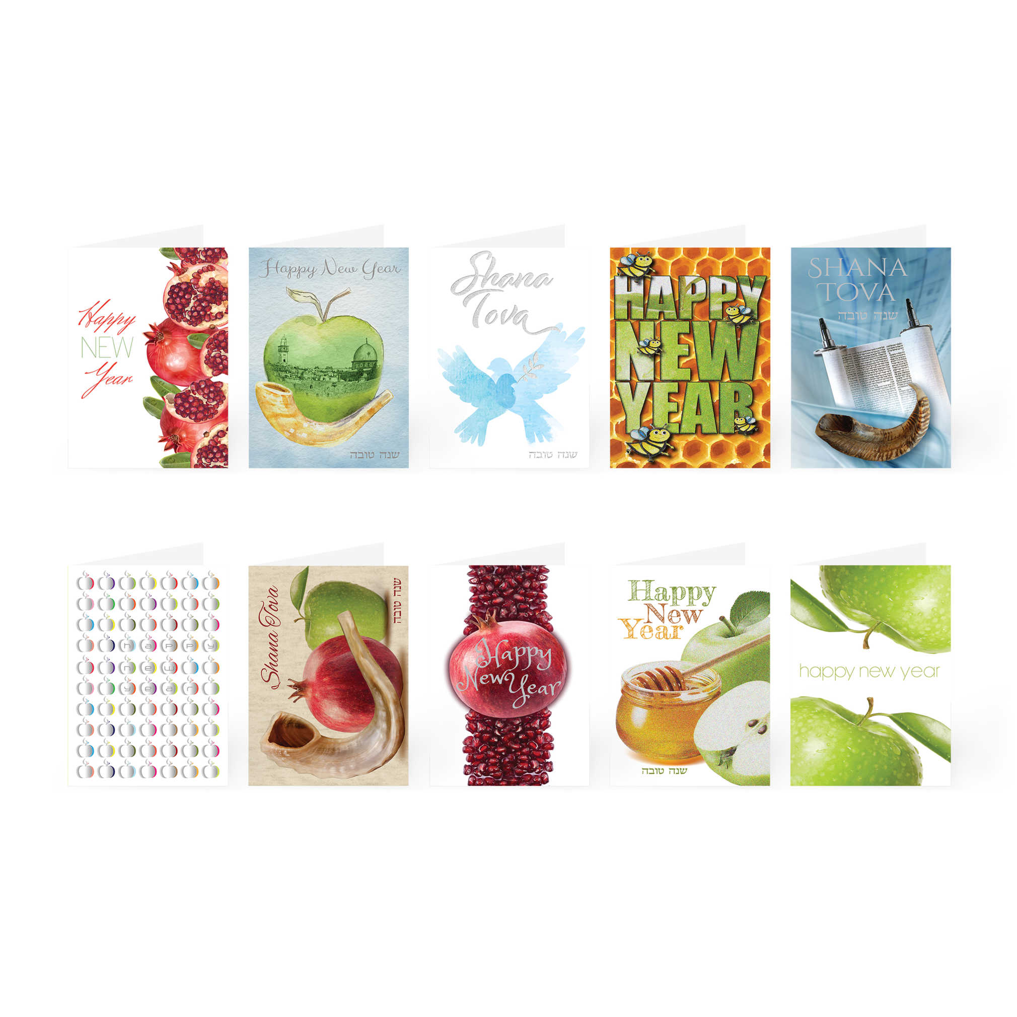 New Year Pack Of 10 Mixed Cards -Perfect For Rosh Hashanah