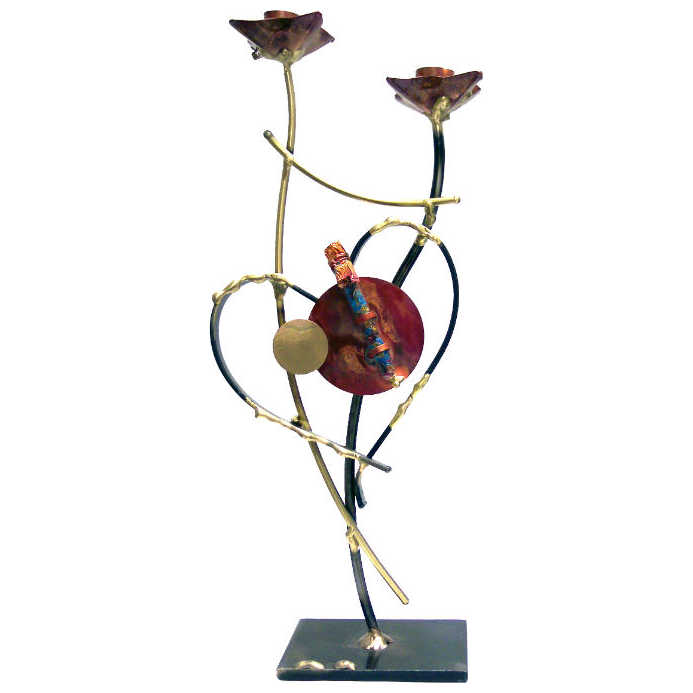 One Love Wedding Glass Keepsake Dual Candlestick