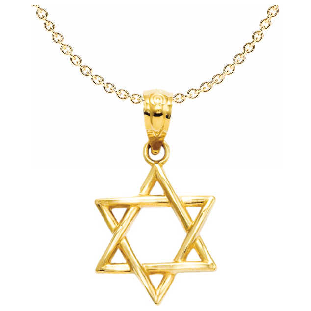 14K Polished Yellow Gold Star Of David Pendant
