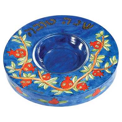 Blue Pomegranates Honey Dish By Yair Emanuel -Perfect For Rosh Hashanah