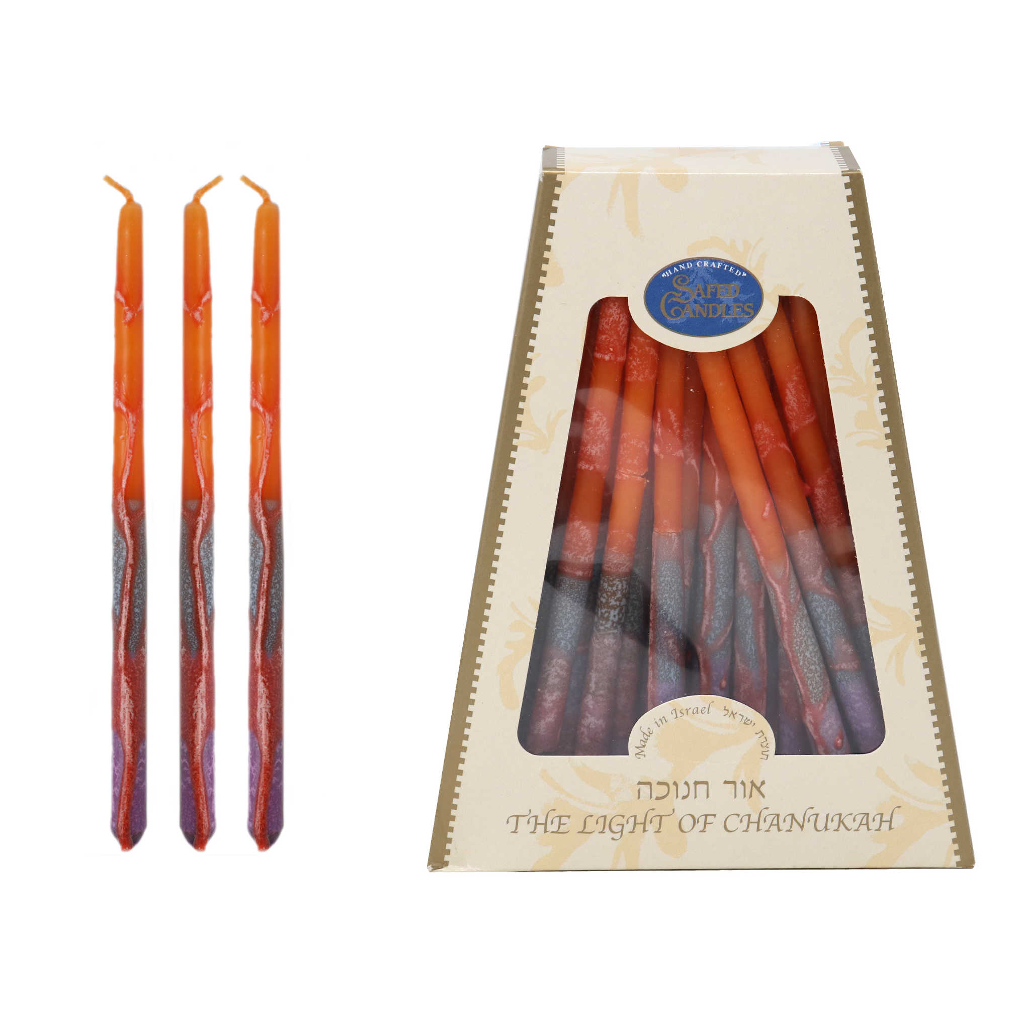 Premium Handcrafted Hanukkah Candles - Orange -Perfect For Hanukkah