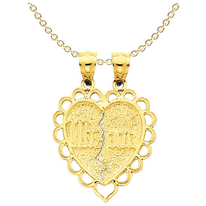 2-Piece 14K Yellow Gold Mizpah Coin Reversible Pendant