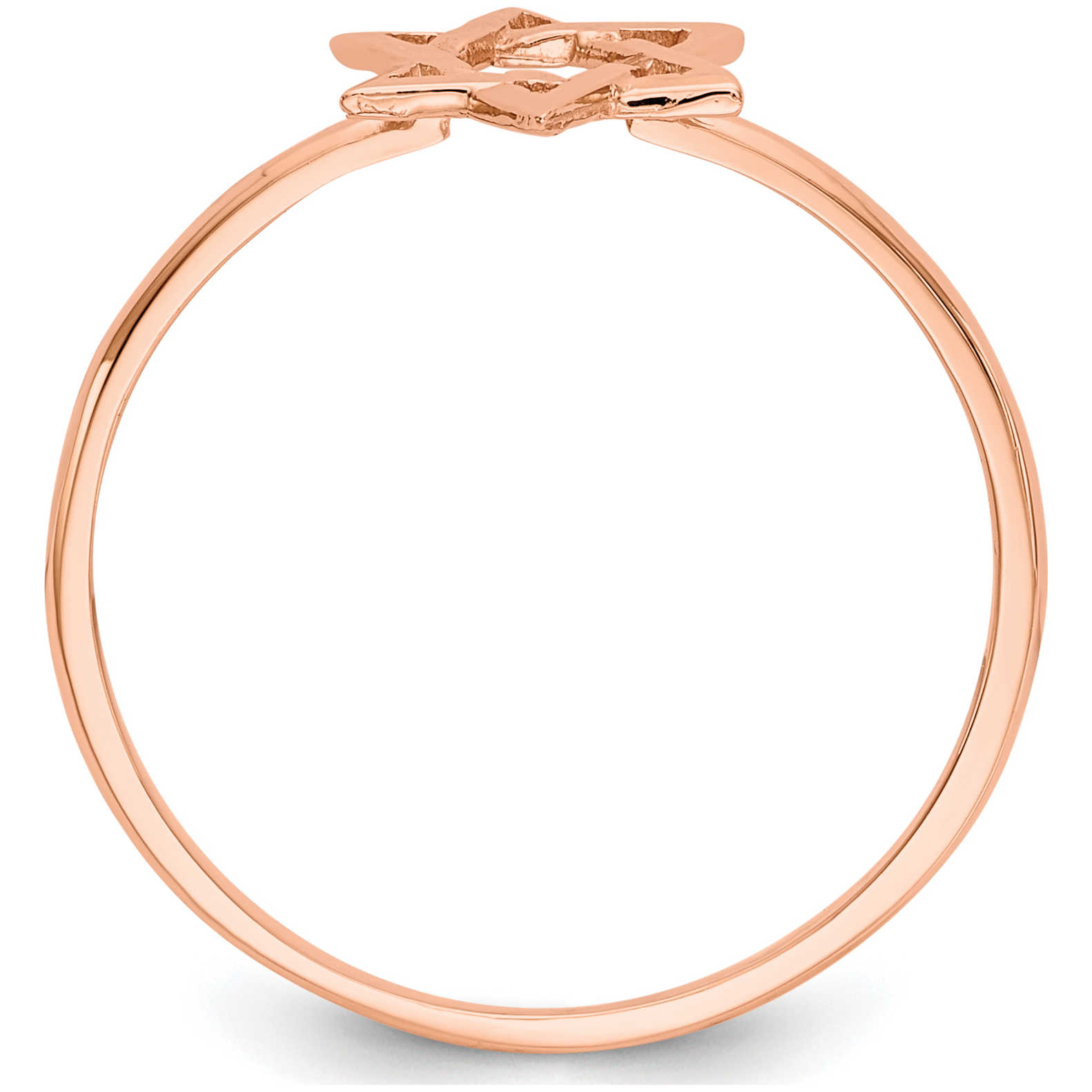 14K Rose Gold Polished Star Of David Ring - Size 7