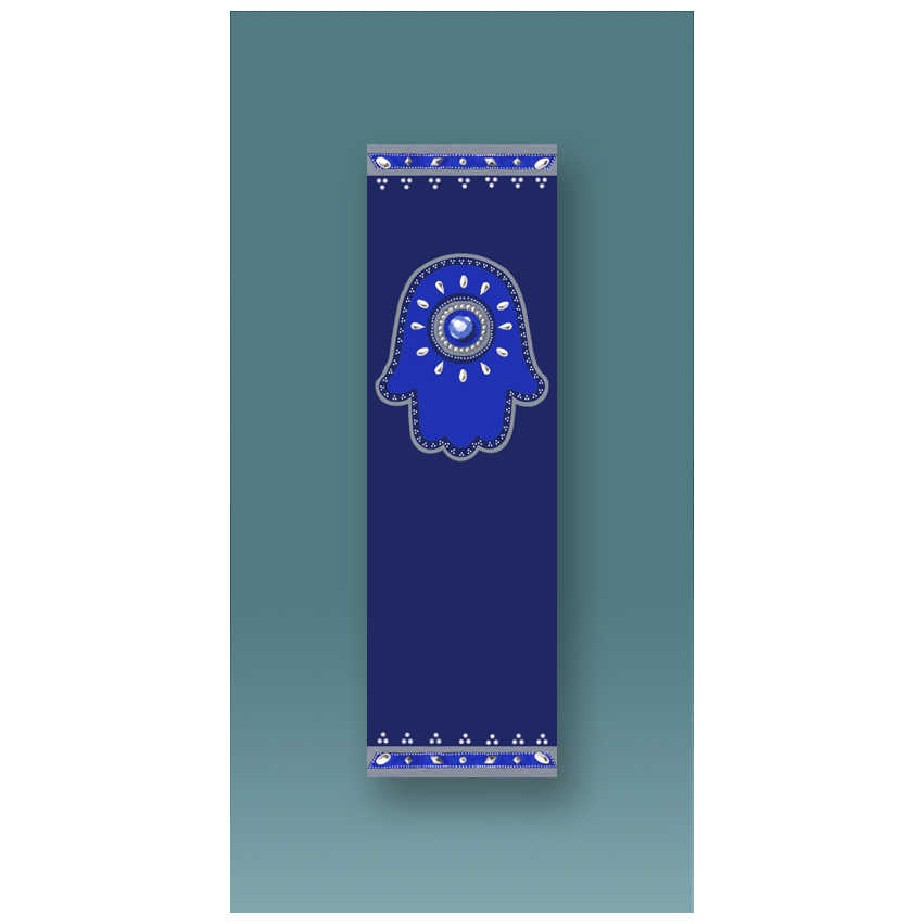 Royal Blue Hamsa Car Mezuzah Case By Mickie Caspi