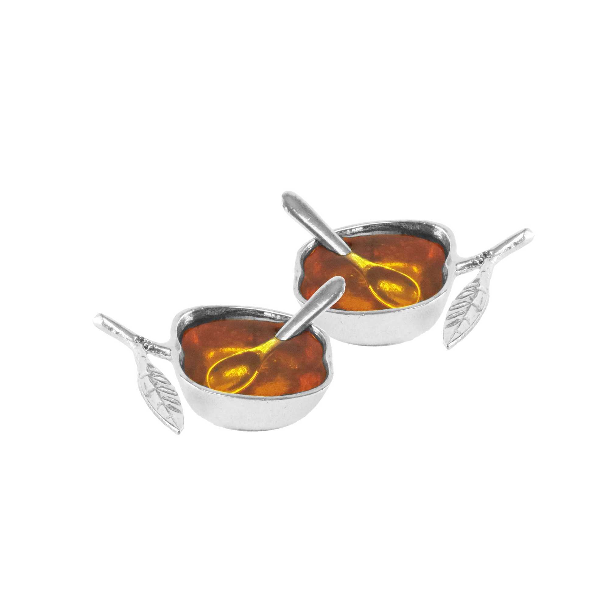 Set Of 2 Silver Salt/honey Dish -Perfect For Rosh Hashanah