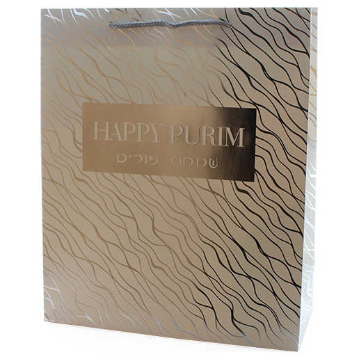 Silver Luxury Foiled Purim Paper Bag -Perfect For Purim