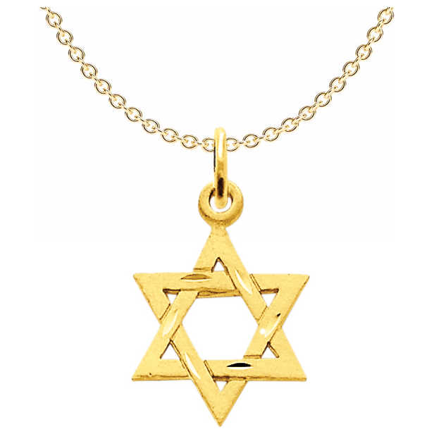14K Satin Yellow Gold Textured Star Of David Pendant