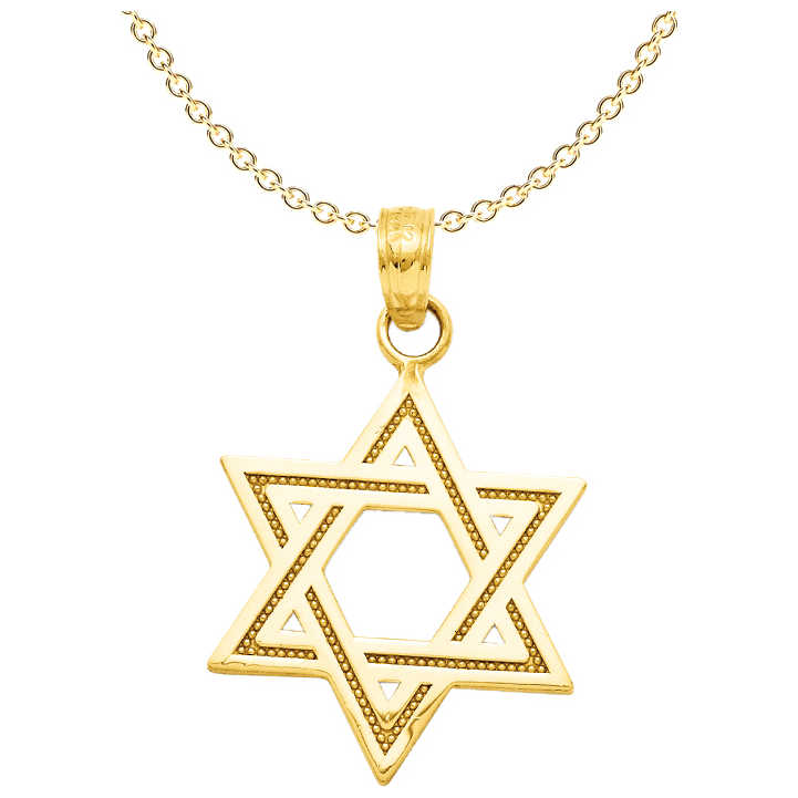 14K Yellow Gold Dotted Star Of David Pendant