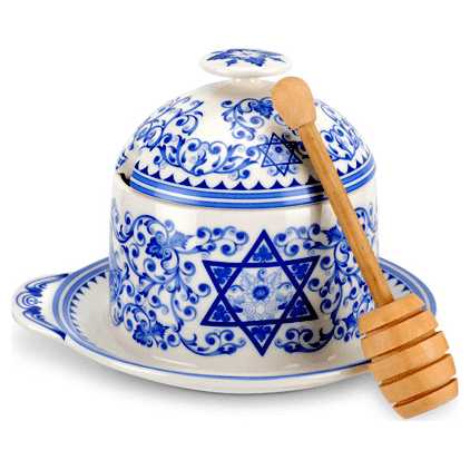 Spode Honey Pot With Drizzler By Portmeirion-Spode -Perfect For Rosh Hashanah
