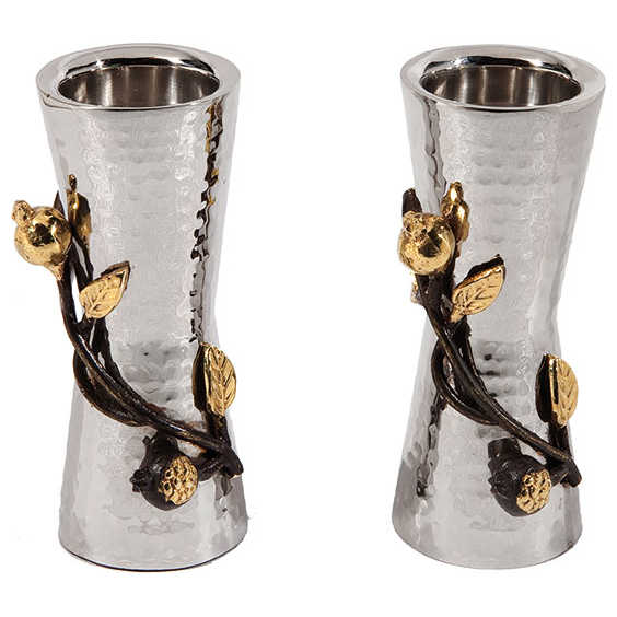 Stainless Steel Golden Pomegranate Candlesticks By Yair Emanuel