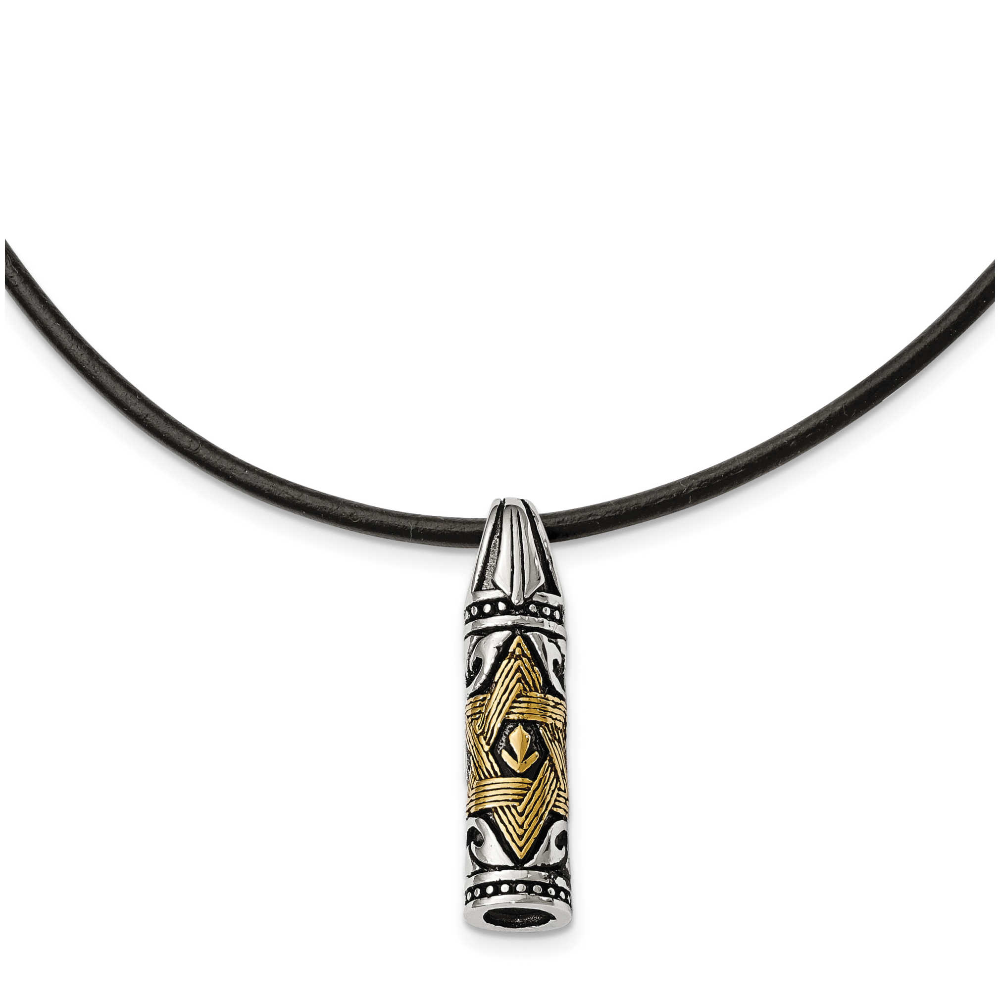 Two-Tone Stainless Steel Mezuzah Pendant