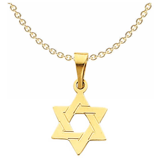 14K Yellow Gold Interlocking Star Of David Pendant - Small