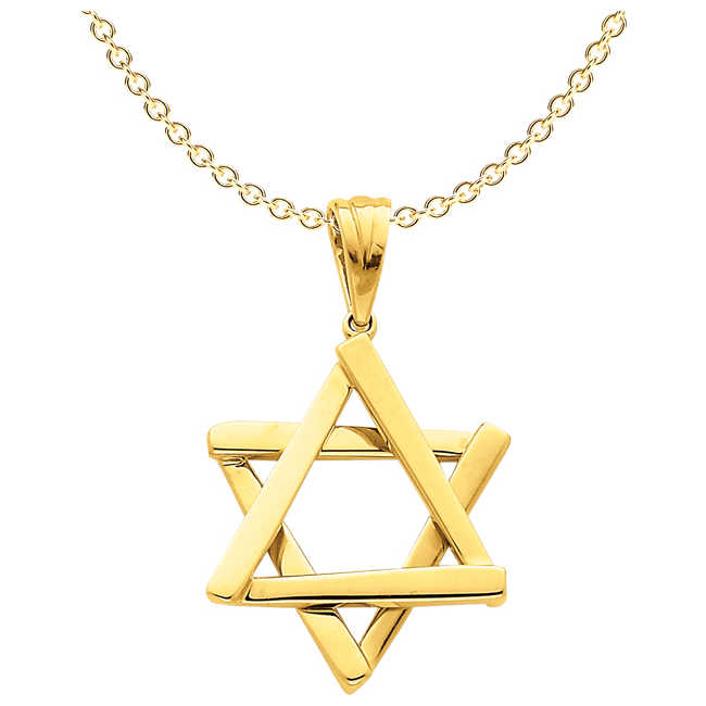 14K Yellow Gold Overlapping Star Of David Pendant