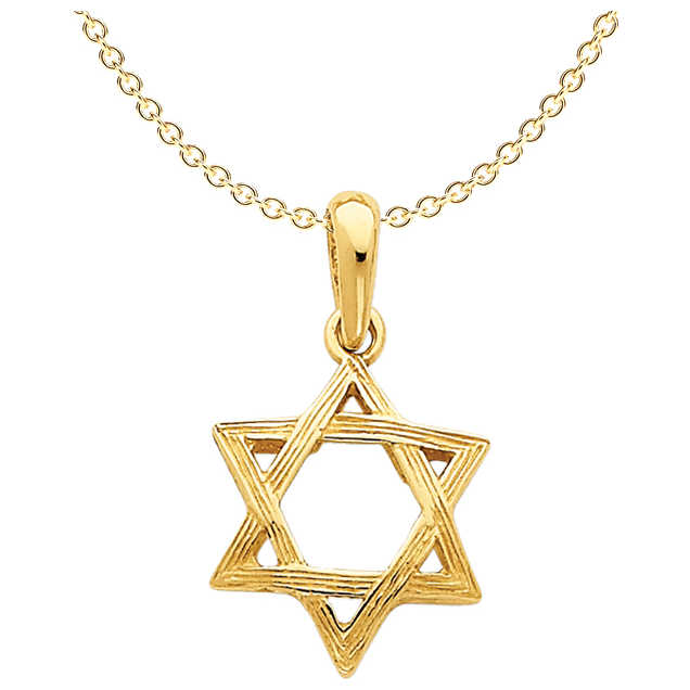 14K Yellow Gold Embossed Star Of David Pendant