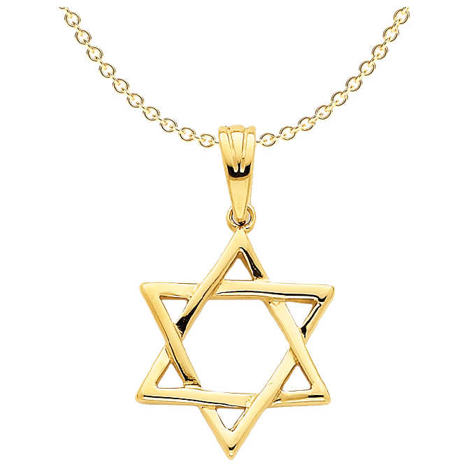 Large 14K Yellow Gold Polished Star Of David Pendant
