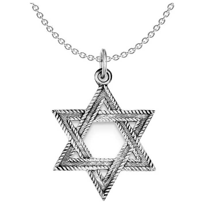 Sterling Silver Textured Antiqued Star Of David Pendant