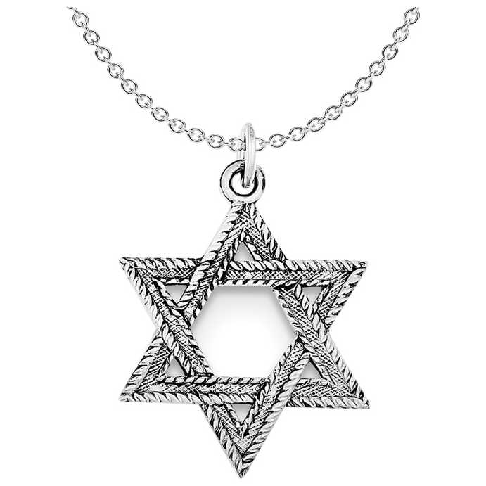 Sterling Silver Textured Antiqued Star Of David Pendant