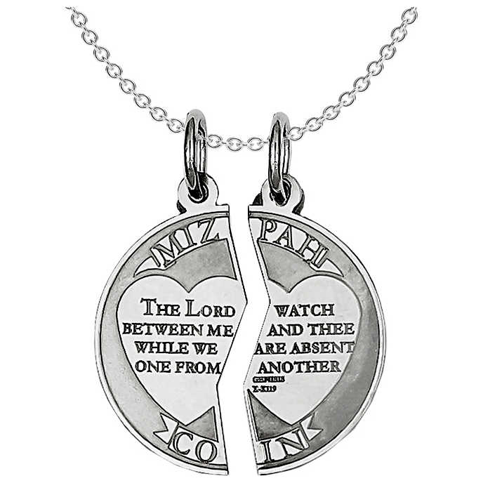 2-Piece Sterling Silver Mizpah Coin Pendant