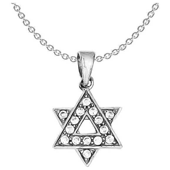 Sterling Silver Cz Overlaid Star Of David Pendant