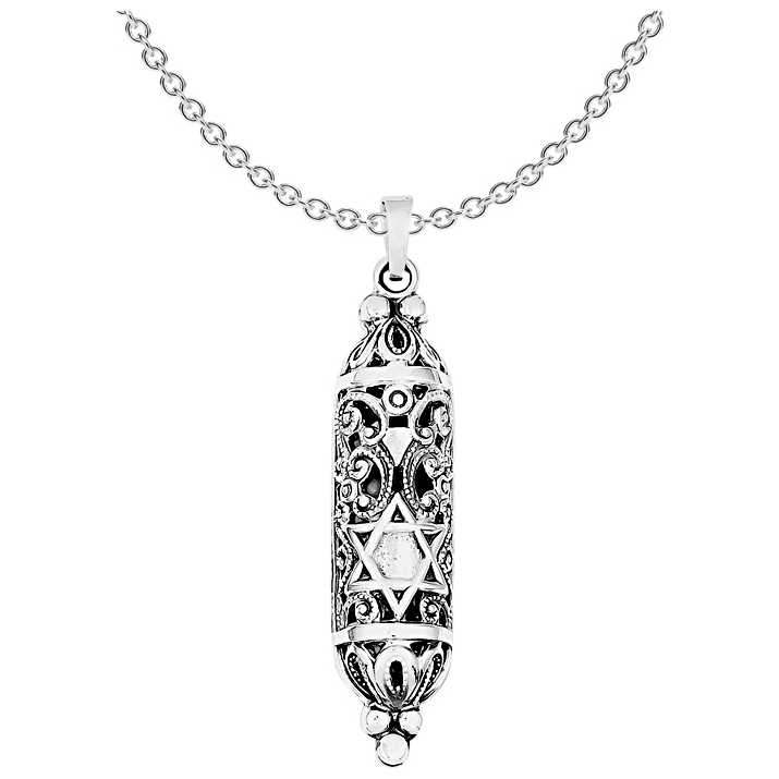 Sterling Silver Fancy Mezuzah Pendant